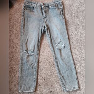 Women's Distressed Gray Jeans